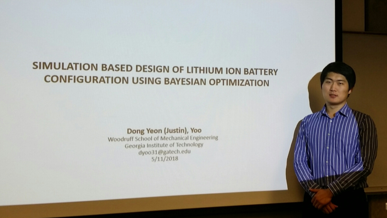 Dong Yeo (Justin) Yoo defended M.S. thesis (May 11, 2018) and joined General Motors