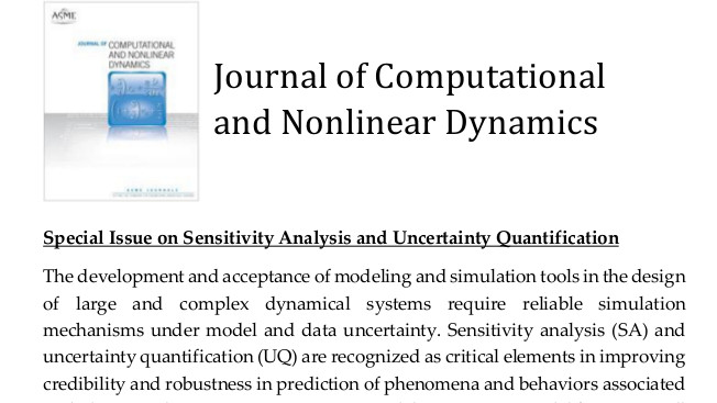 Call for papers: JCND Sensitivity Analysis and Uncertainty Quantification special issue