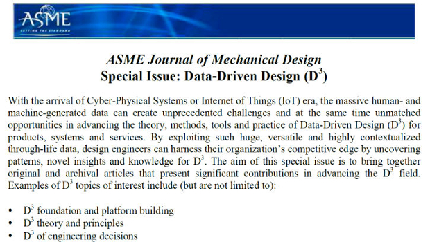 Call for papers: JMD Data-Driven Design special issue
